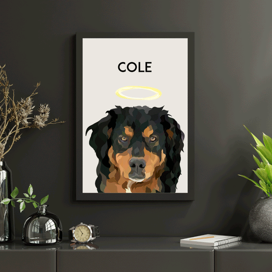 Pet memorial gifts featuring custom pet portraits by Dogartco.
