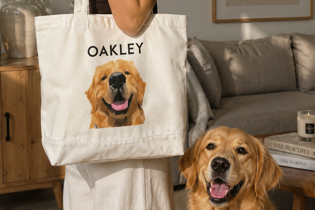 Golden retriever tote bag portrait 