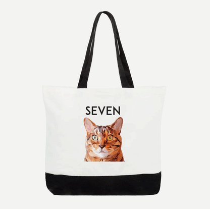 Personalized tote bags featuring custom pet portraits by Dogartco.