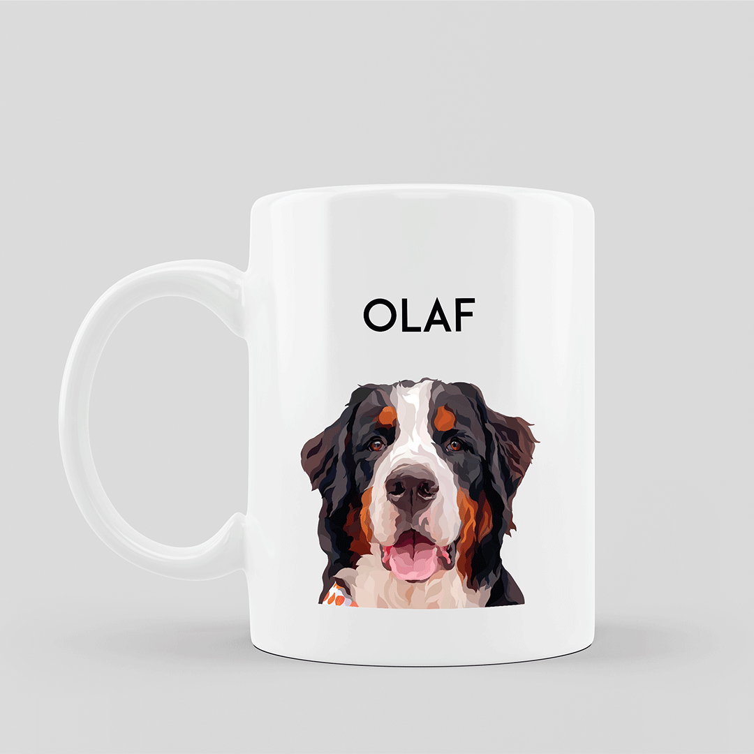 Custom pet portrait coffee mug, personalized gift by Dogartco.