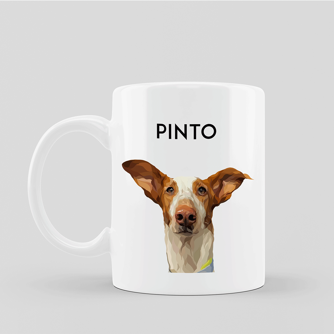 Handmade personalized coffee mug with your pet’s illustration by Dogartco.