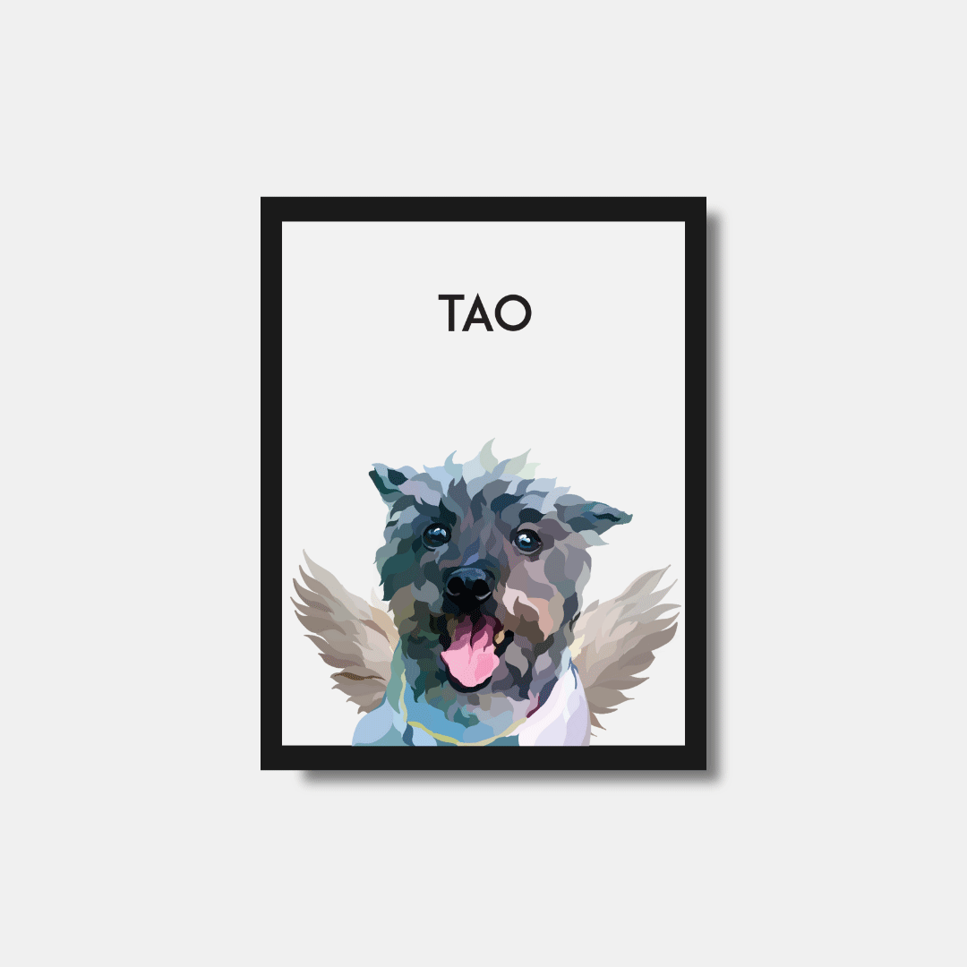 Personalized pet memorial gift, handmade custom portrait by Dogartco.