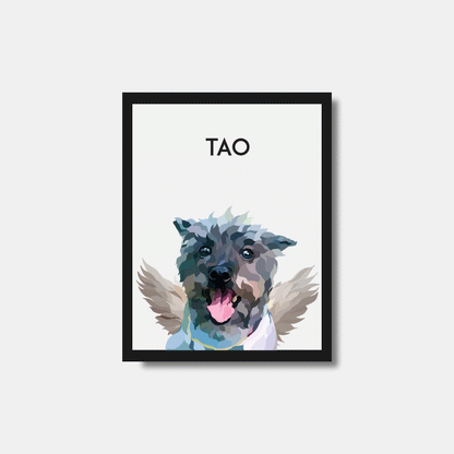 Personalized pet memorial gift, handmade custom portrait by Dogartco.